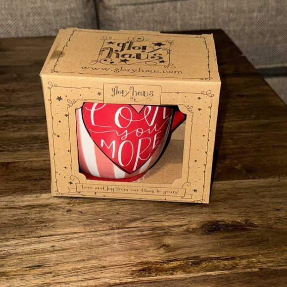 NWT Glory Haus Red/White Heart Lg Coffee/Tea Mug Cup ‘LOVE YOU MORE’ Kalyn Dunks - Picture 4 of 16
